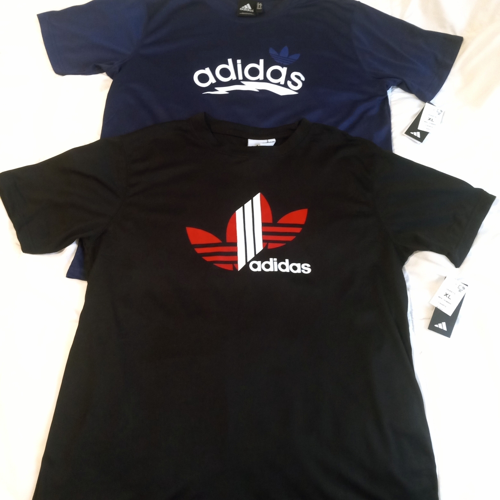 Adidas Black and Blue Logo T-Shirts